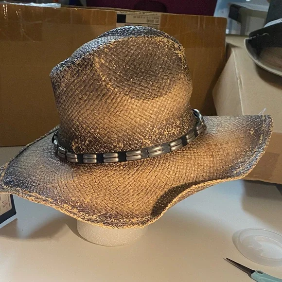 Peter Grimm Distressed Brown Bret Cowboy Hat - Picture 2 of 5